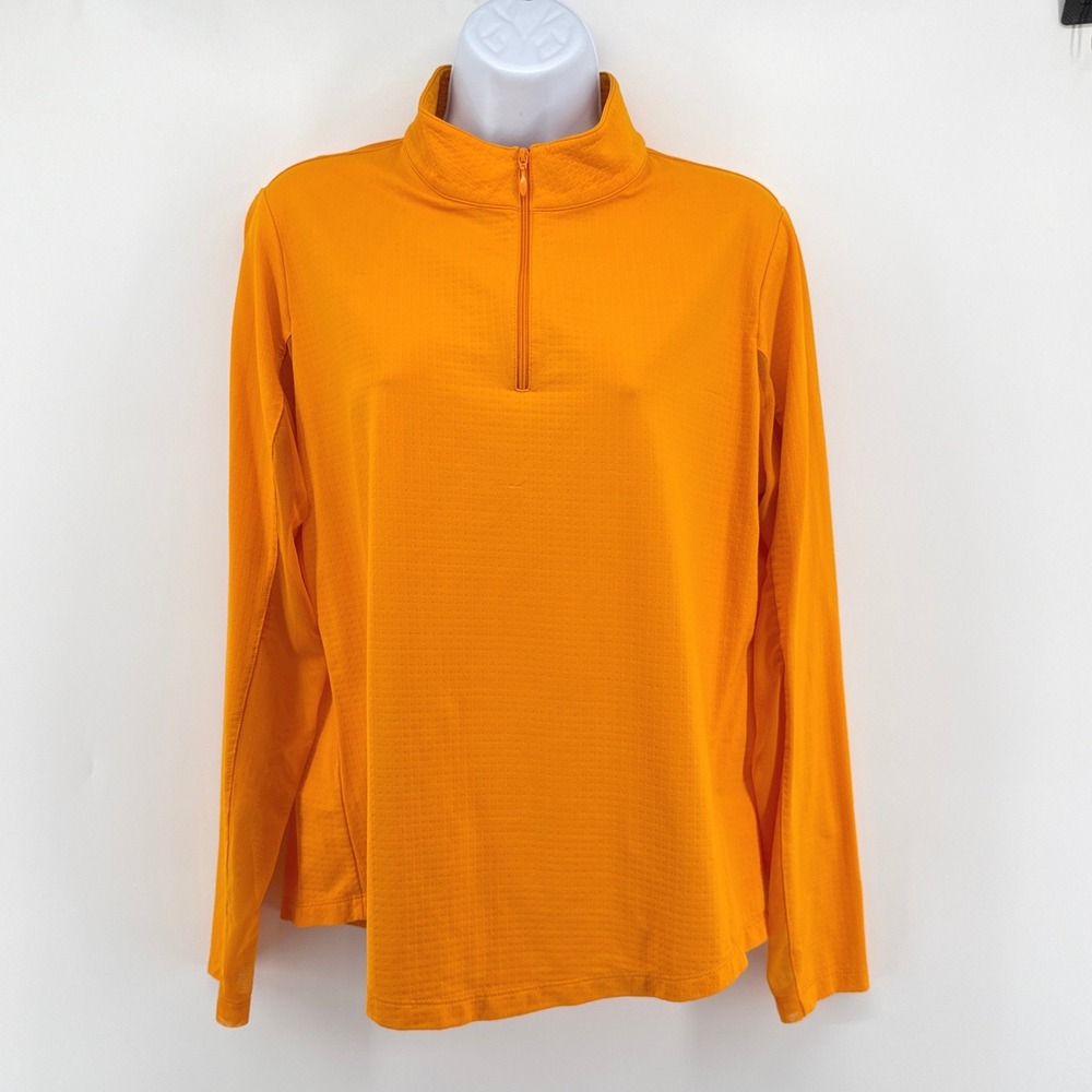 IBKUL Icefil 1/4 Zip Sun Shirt Orange Peel Long Sleeve Mock Neck Top L UPF 50+‎
